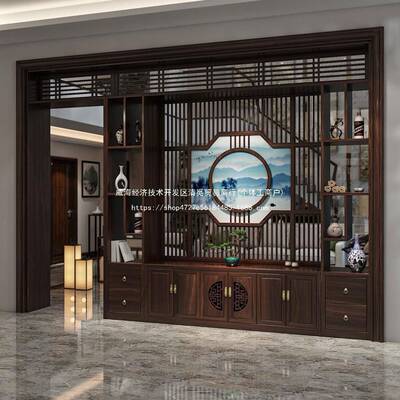 中式屏风客厅隔断柜入户正对门玄柜遮挡简约KCR现实木关拱代置门
