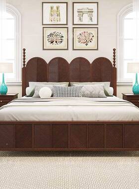 法式经典复古全实木室主储物端床QX卧美式雕花高轻奢简约别墅双人