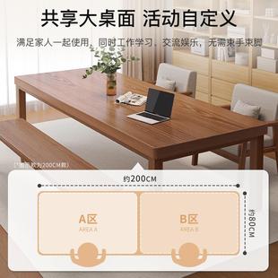 电桌A710办桌子工作台学习桌家用长脑 客厅长公书桌大实木腿新中式