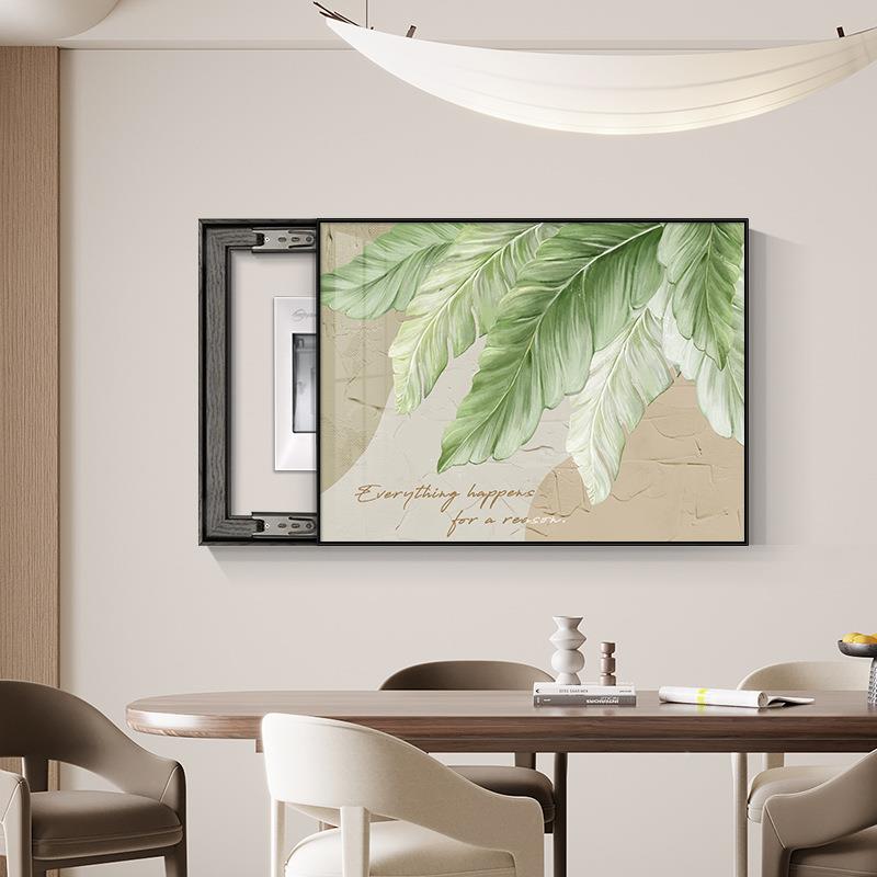 现代饰简壁约电表箱装画轻奢绿挂植配电箱QL-027画电闸装饰遮挡弱