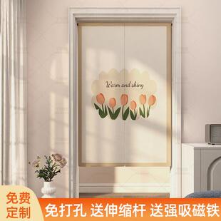 ins花朵家用客厅门帘隔断帘清新卧室厨房卫生间遮挡帘布挂帘半帘