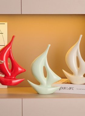 厂家直销一帆风顺家居饰品陶瓷摆件客厅电视柜工艺品摆设乔迁礼物