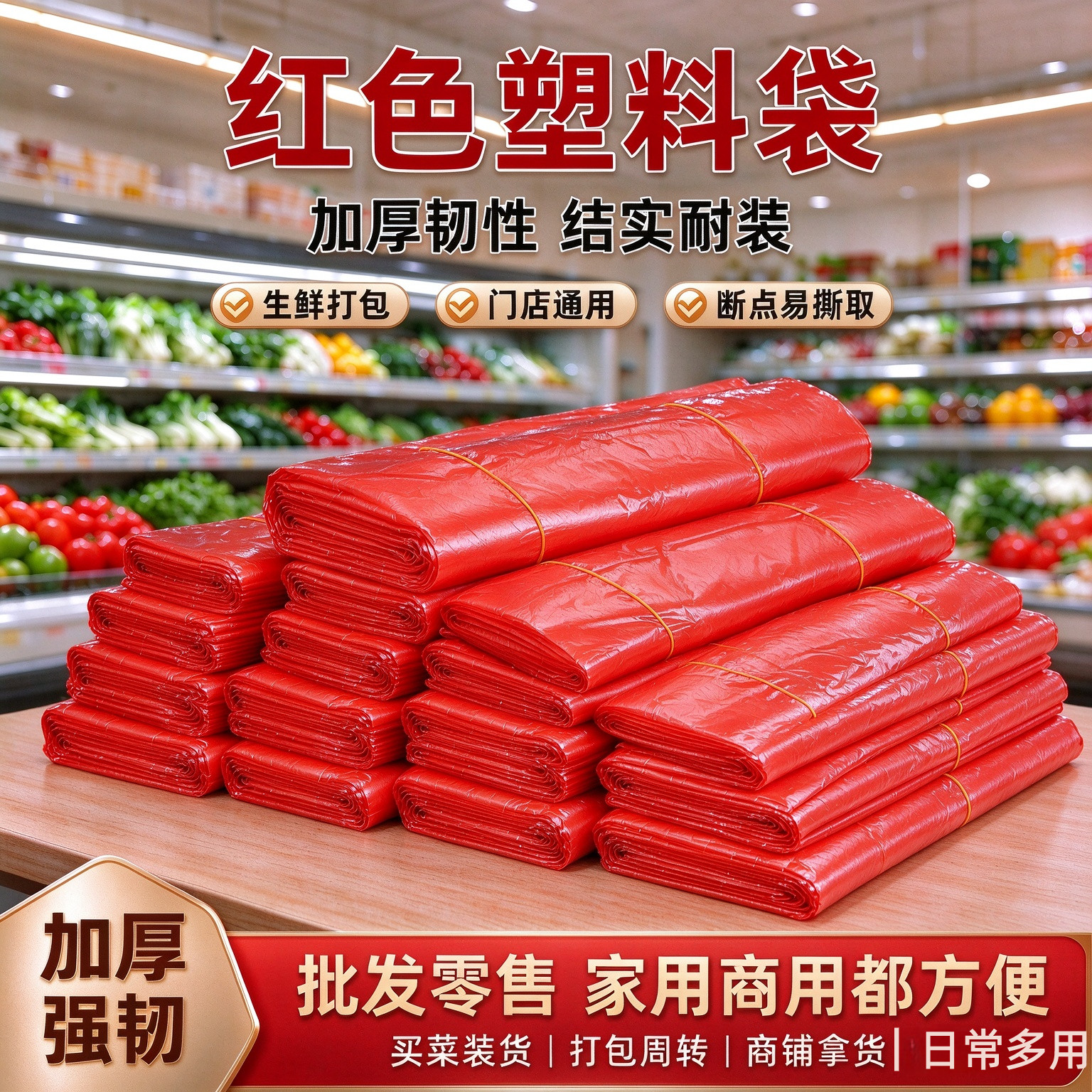 红色塑料袋批发全新料一次性透明包装袋外卖打包袋方便袋背心袋子