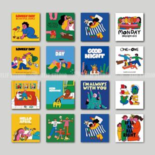 卡通简笔画人物INS时尚潮牌风格客厅餐厅书房卧室艺术挂画装饰画