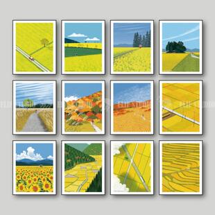 北欧风景INS简笔画抽象艺术风格客厅餐厅书房卧室艺术挂画装饰画