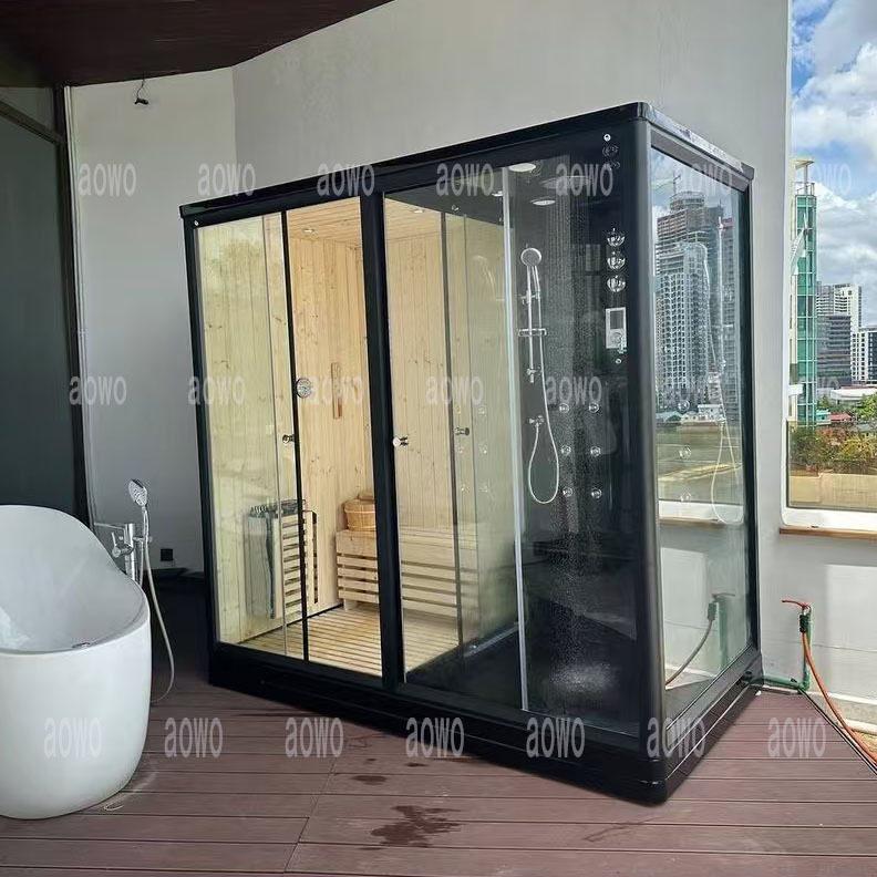 干湿蒸汽房铁杉木干蒸房湿蒸淋浴房会所桑拿房汗蒸房干湿分离一体