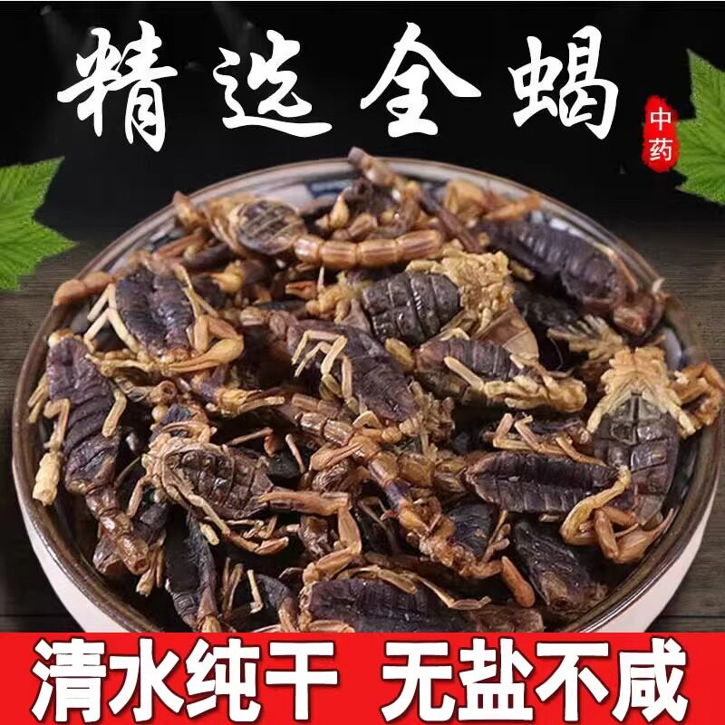 十足全干全虫蝎子干中药材100g清水全蝎干钳蝎整条全蝎干蜈蚣水蛭
