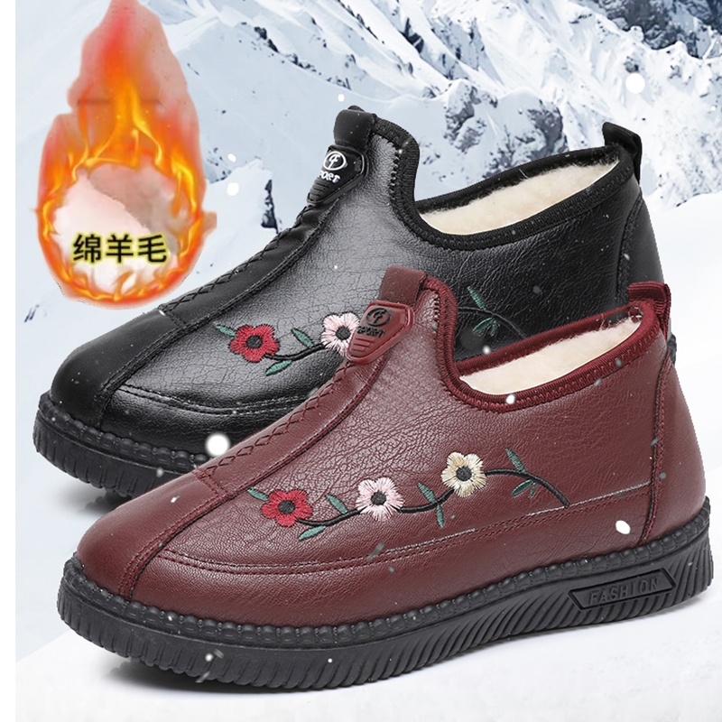 34-43码单棉同款老北京布鞋女老人鞋软底绵羊毛中老年保暖妈妈鞋