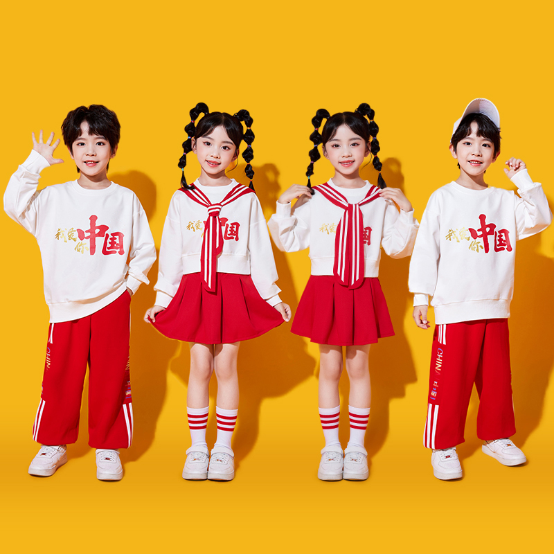 中国风儿童啦啦队演出服套装