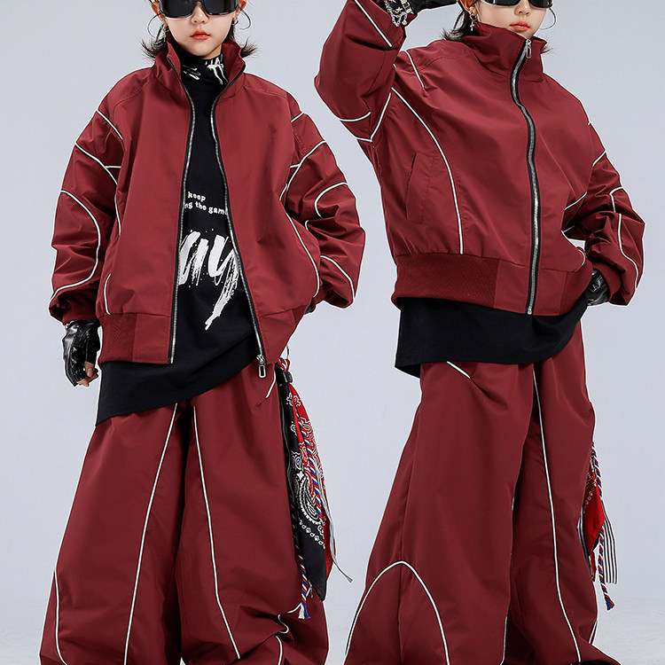 街舞儿童潮服红色演出服