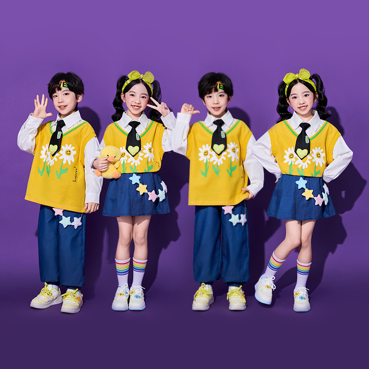 儿童演出服小学生运动会学院风啦啦操花朵合唱表演服幼儿园班服秋