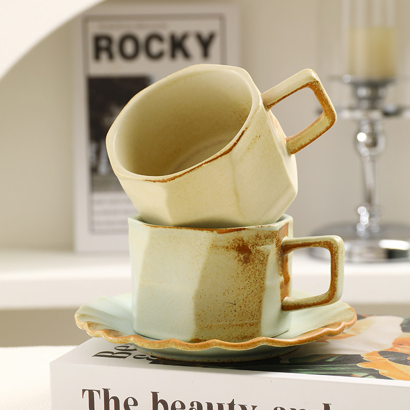 日式粗陶咖啡杯碟套装陶瓷水杯复古家用早餐燕麦杯高颜值下午茶杯,餐饮具,咖啡杯,淘宝优惠券,粉丝福利购,淘宝优惠卷