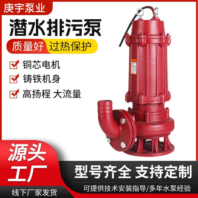 小型铸铁WQ立式污水泵排污潜水泵无堵塞高扬程380V抽水泵河道