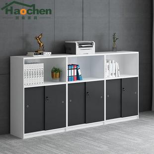 办公室推拉矮柜茶水柜边柜收纳储物柜文件柜带锁资料柜办公隔断柜