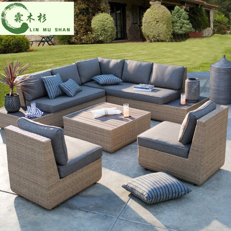 户外休闲沙发沙发防晒防水阳台庭院花园藤椅室外露台藤编转角组合,住宅家具,户外沙发,淘宝优惠券,粉丝福利购,淘宝优惠卷