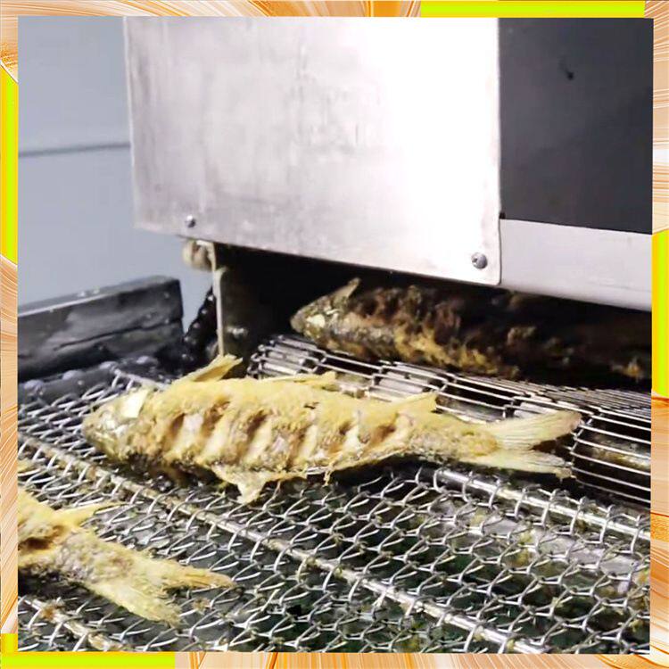 裹糠鱼排油炸线 全自动糟鱼油炸机电加热 连续式带鱼油炸线带式