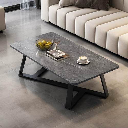 茶几客厅家用阳台仿岩板小桌简约现代茶台轻奢办公室大理石纹色厂