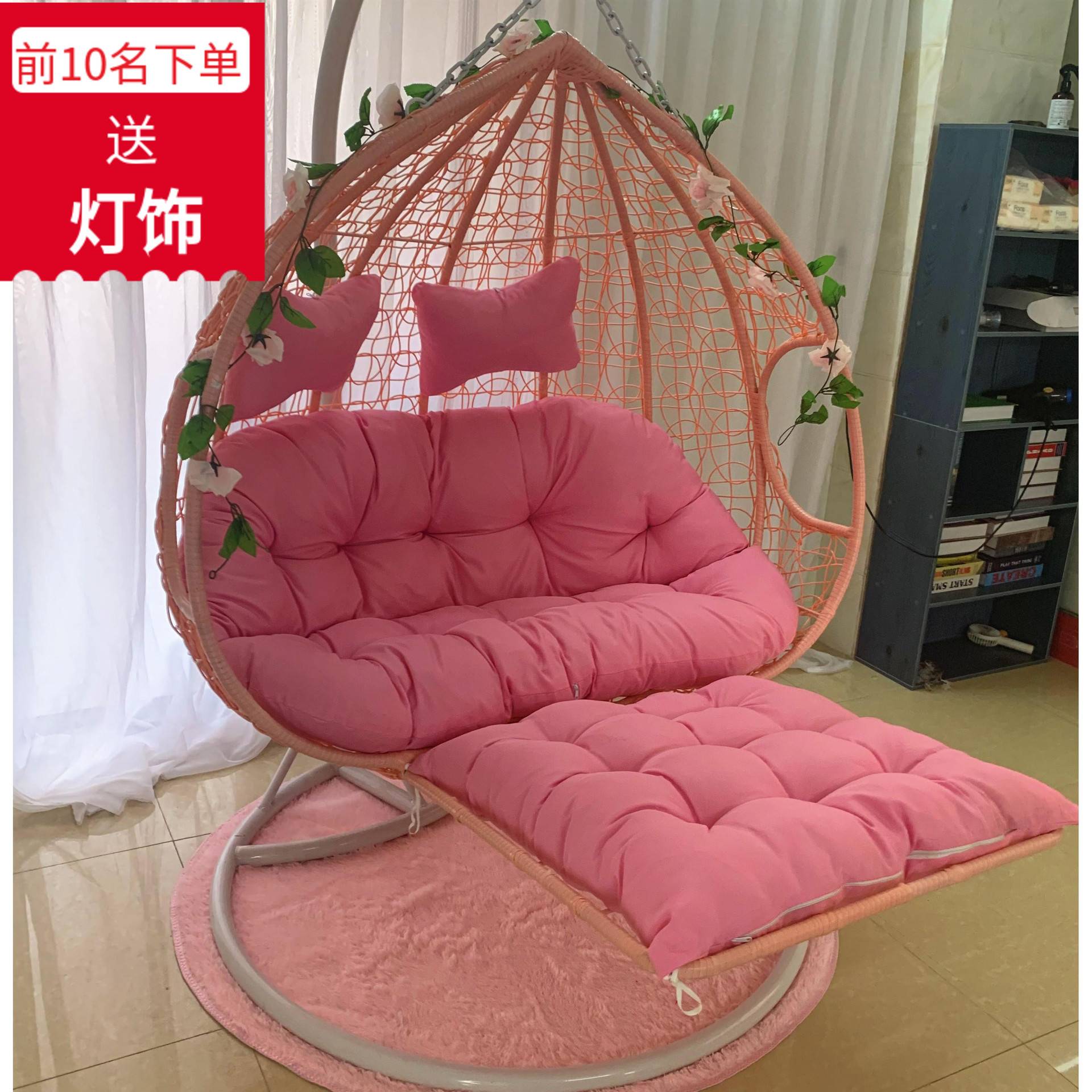 懒人脚踏吊床躺吊篮藤椅单双人阳台鸟巢室内家用户外秋千摇篮吊椅