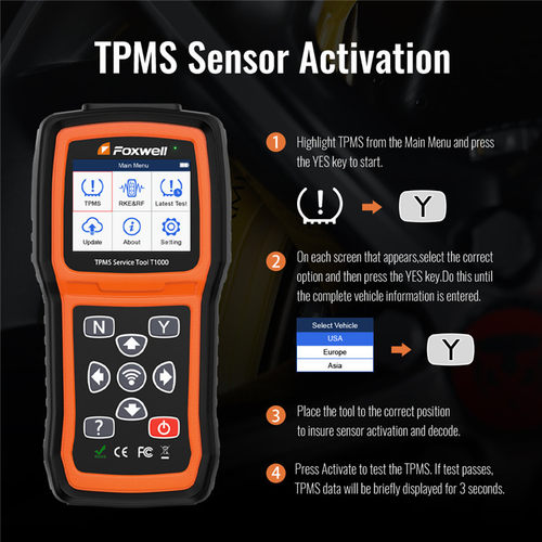 Foxwell T1000 胎压匹配仪 TPMS传感器激活 复位 匹配工具