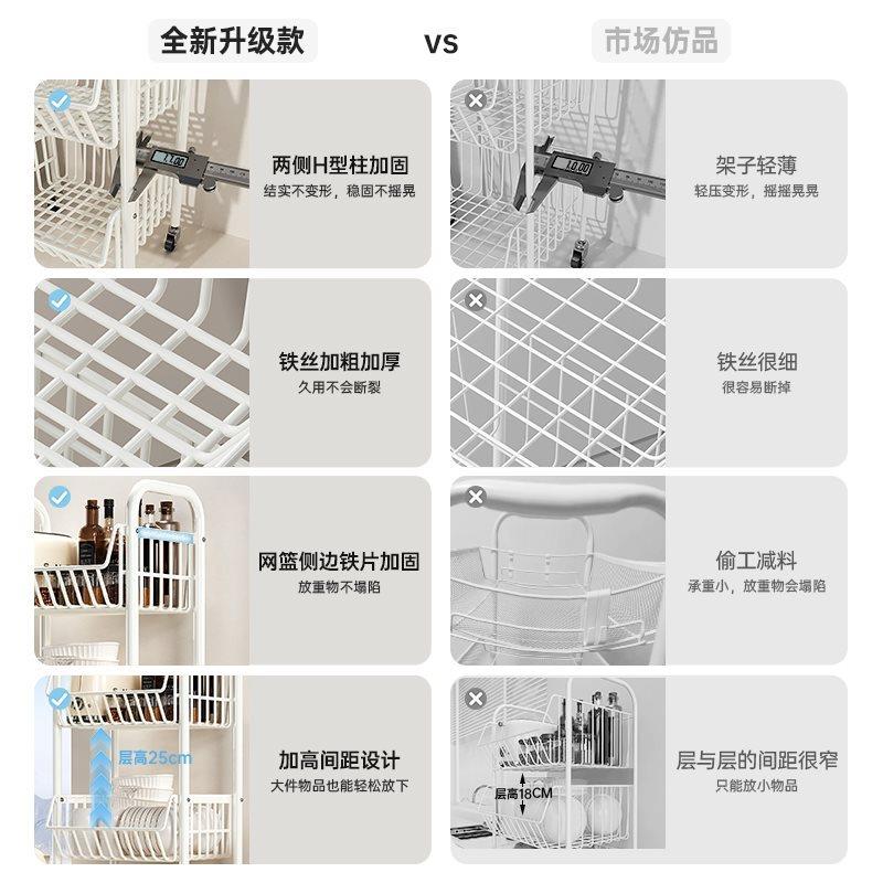 厨房置物架菜篮子落地多层放菜筐多功能小推车家用果蔬储物收纳架