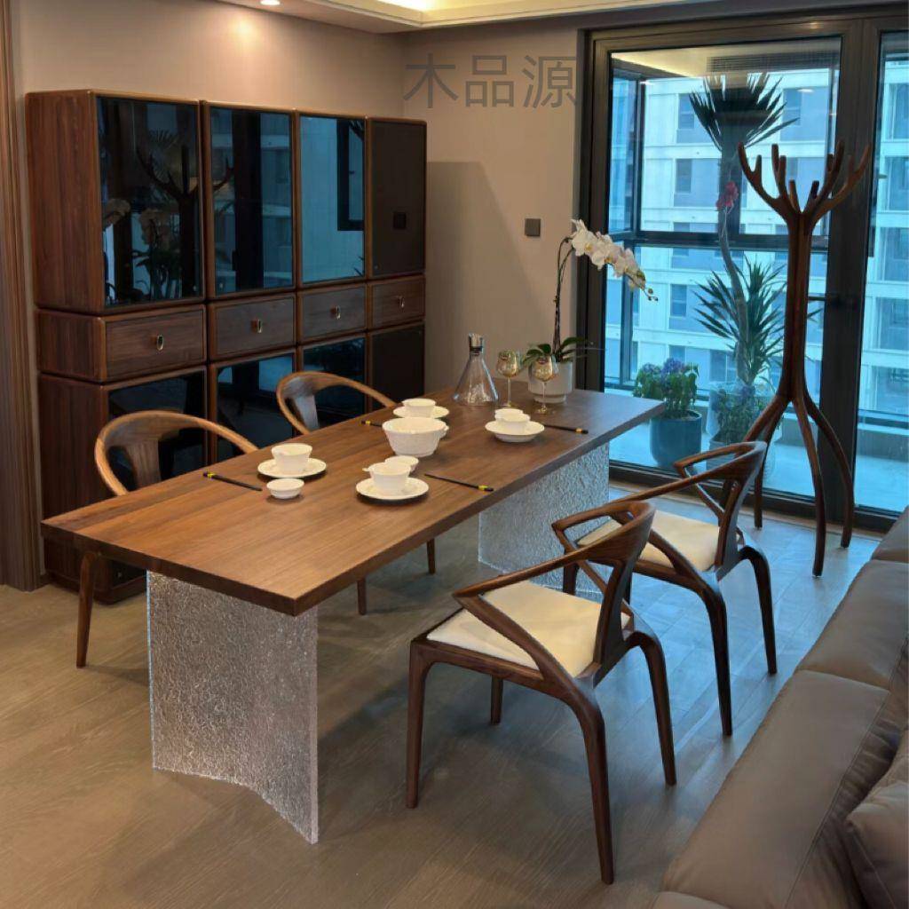 南北美黑胡桃木原木大板办公会议桌茶桌书桌餐桌整木实木茶几茶台
