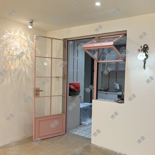室内极窄料改粉色家装卫生间阳台厨房客厅平开门上折窗成都工厂批
