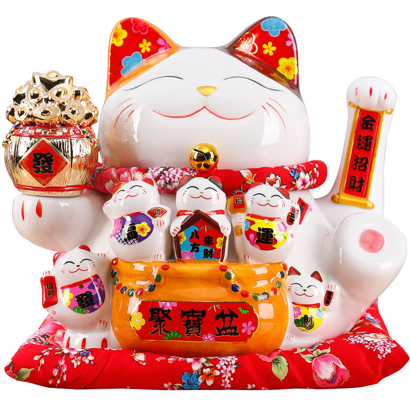 摇手招财猫摆件自动招手存钱罐陶瓷创意储蓄罐收银台店铺开业礼品