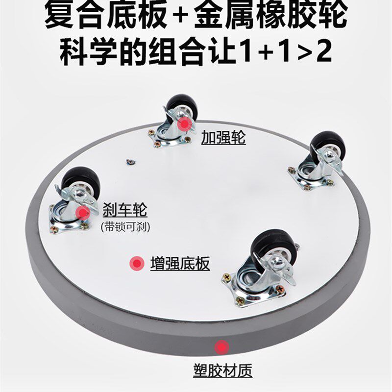 圆形移动花盆托盘带轮万向轮底座彩色底托大号加强轮北欧风可移动