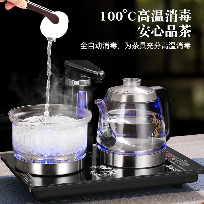 110V全自动上水电热烧水壶电磁炉玻璃消毒锅蒸煮茶器台式嵌入泡茶