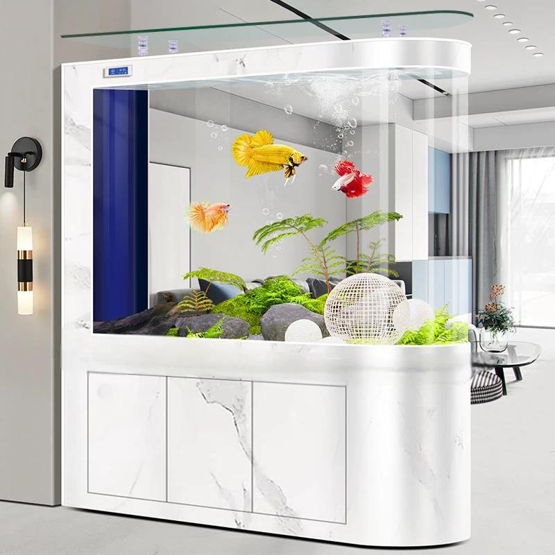 鱼缸新款子弹头办公室客厅家用一体装底部过滤中大型免换水族箱