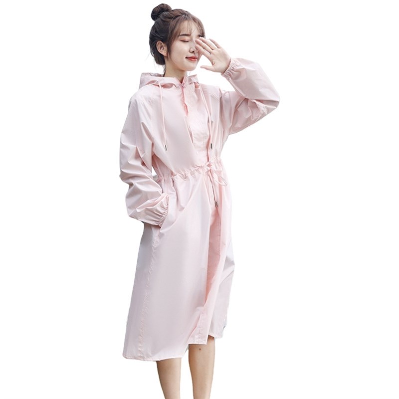 女士高端雨衣女士轻薄长款风衣式修身收腰防雨防风一体式出游雨衣