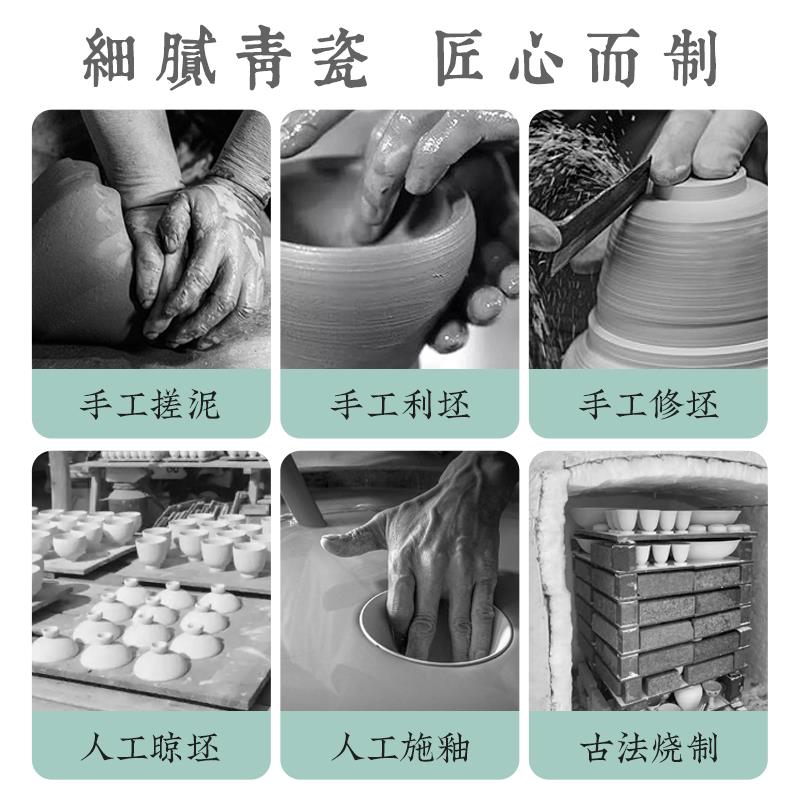 龙泉粉青釉陶瓷五供佛前五供摆件佛堂寺院用品香炉花觚烛台寺庙