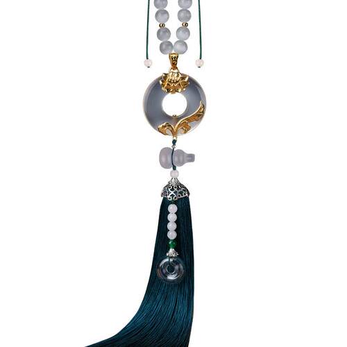 玉髓平安扣汽车挂件流苏内饰吊坠装饰车内车载饰品车饰18K包金