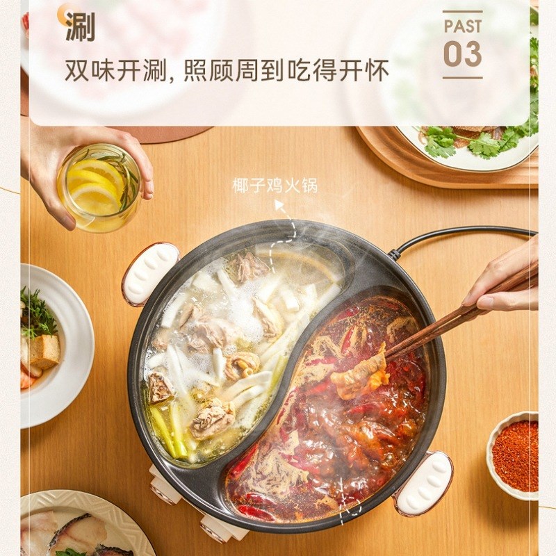 110v220v鸳鸯锅火锅电火锅多功能一体大容量快煮锅宿舍电锅电锅