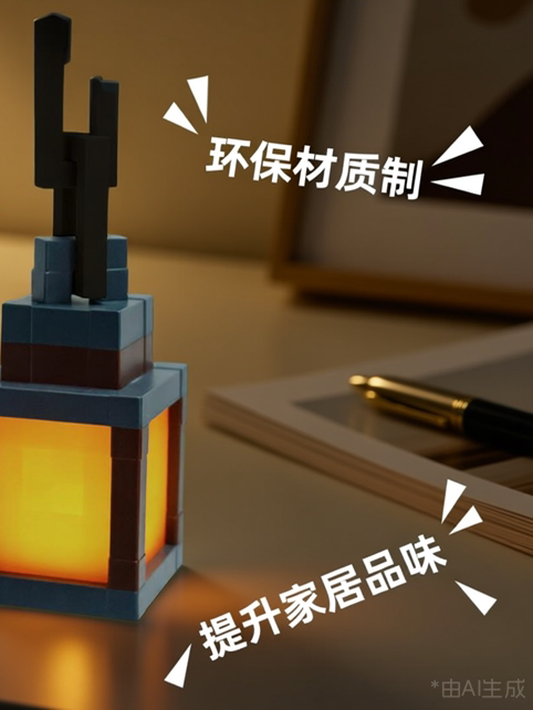 Minecraft night light 3d Стерео голографический фонарь с подсветкой в стиле аниме, периферийный перезаряжаемый фонарь, атмосферный светильник для детской спальни Изображение 1