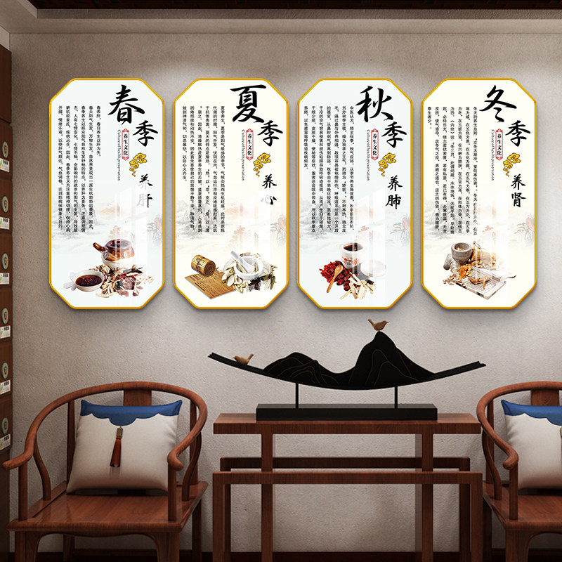 中医馆装饰画四季养生诊所理疗会所海报宣传墙面装饰养生馆壁画
