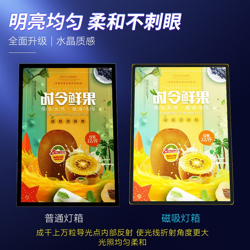 定做超薄灯箱广告牌价目表挂墙式led磁吸奶茶汉堡店餐厅圆角灯箱