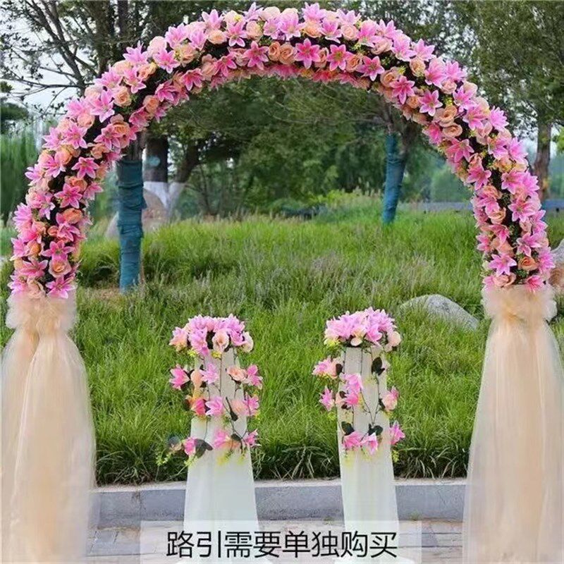 结婚花拱门装饰婚庆绢花拱门开业彩门农村婚礼布置拱形门红色花门
