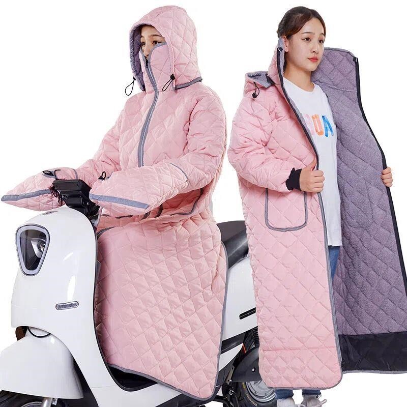 冬天骑车防寒服防风电动车衣挡风一体衣加厚摩托车冬季挡风被女瓶