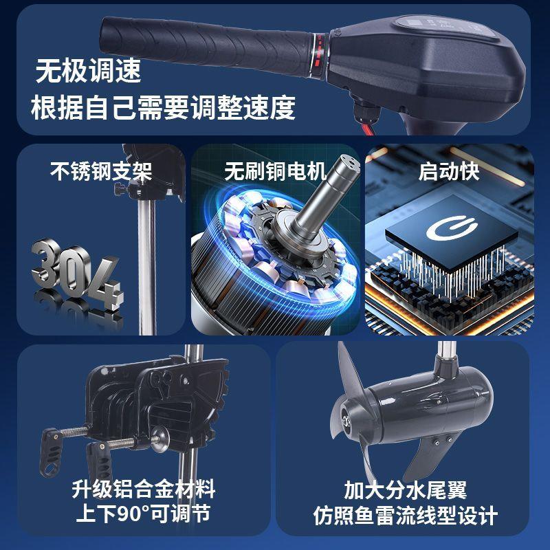 无刷船用电动推进器船外机大功率12v24v挂浆机船尾机钓鱼船用推动