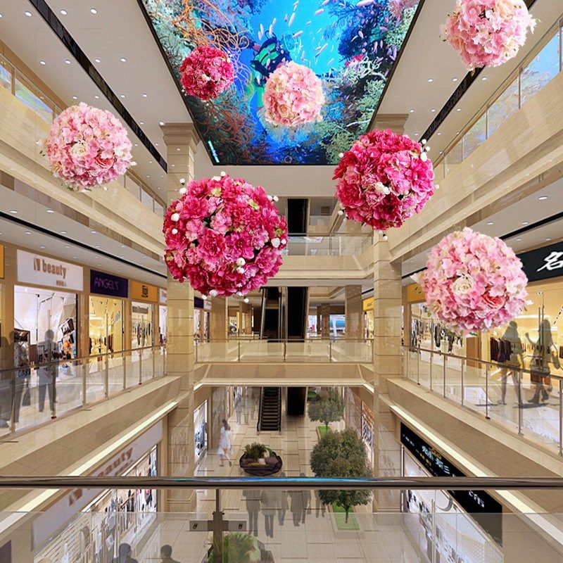 仿真花球挂饰绢花玫瑰假花装饰商场开业店庆吊顶展厅售楼布置