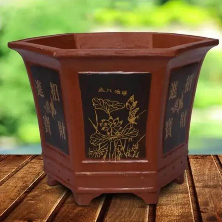 六角形花盆小型发财树幸福树陶瓷花盆铁树花盆特大号紫砂花盆包邮