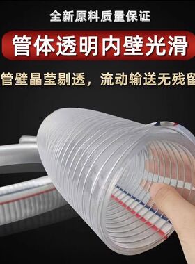 钢丝管透明pvc软管内径60mm110/125/133/160塑料钢丝螺旋增强水管