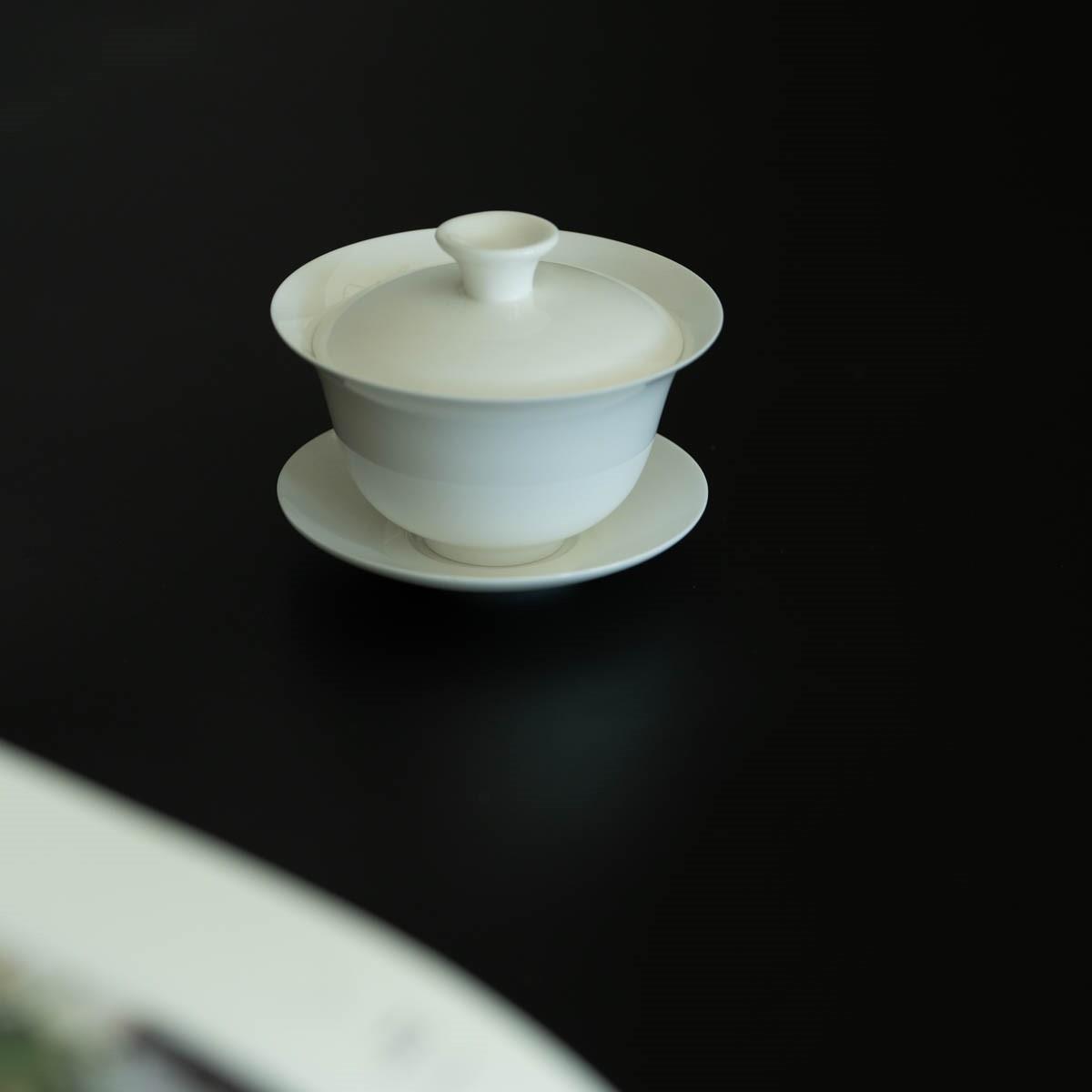 不烫手小盖碗｜泡岩茶单丛一绝骨白瓷盖碗90ml +杯子3*30ml