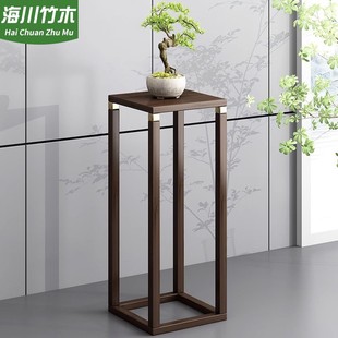转角落地办公室实木盆景架绿萝架 客厅花架子阳台玄关置物架新中式