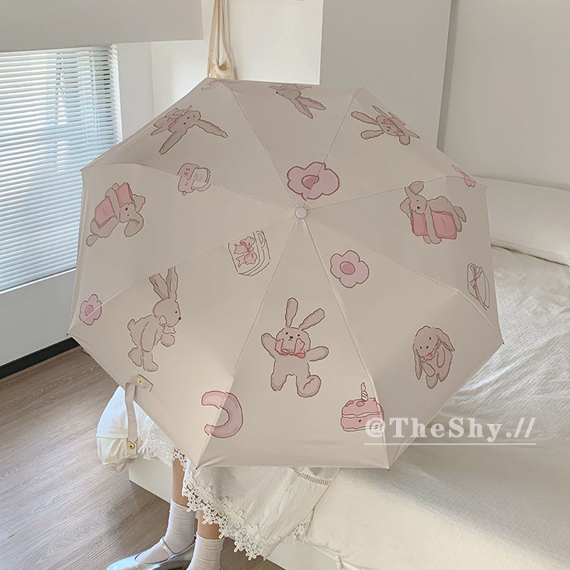 奶油兔子雨伞女晴雨两用可爱遮阳伞卡通防晒防紫外线太阳伞便捷