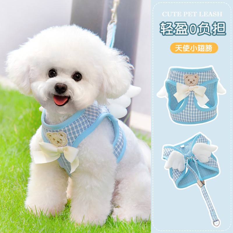 狗狗牵引绳背心式遛狗绳泰迪比熊小型犬胸背带外出狗链子宠物用品