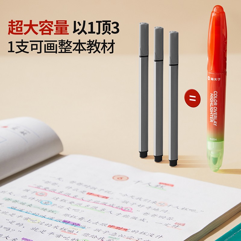 猫太子荧光笔标记笔记号笔彩色小学生专用划重点双头荧光笔手抄报