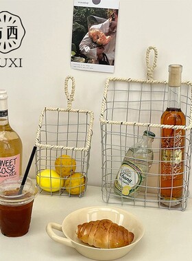 YUXI/与西铁艺编制收纳筐壁挂篮收纳篮杂物储物杂志书架面包篮