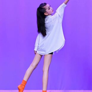儿童街舞装男女孩宽松垂感衬衫嘻哈演出服爵士中国舞现代舞抒情风